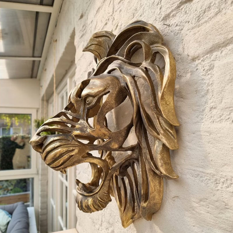 Gold Lion Head Wall Art Decor