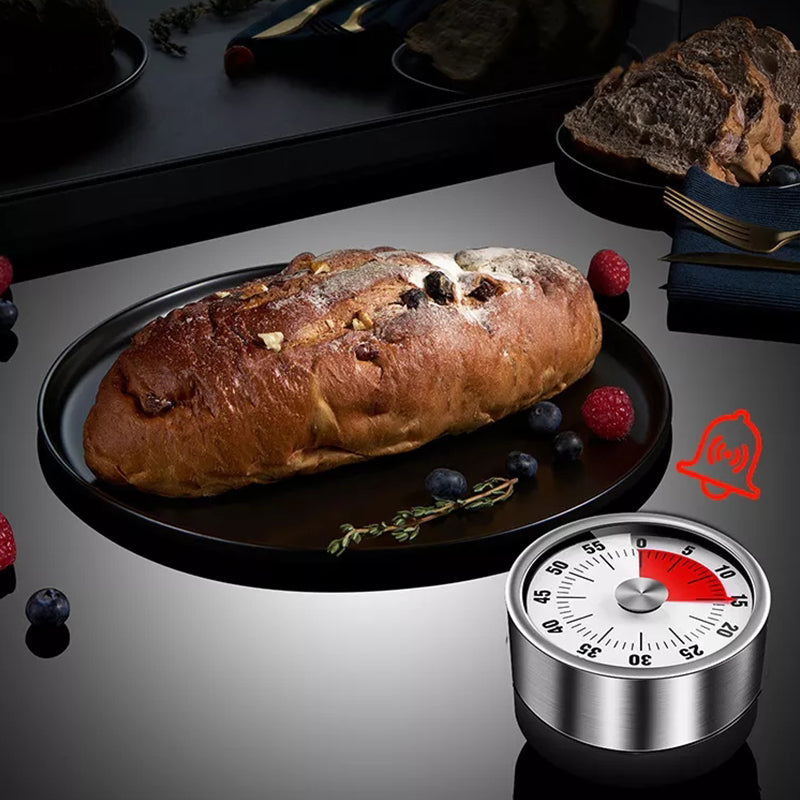 Stainless Steel Mechanical Kitchen Timer with Magnetic Base