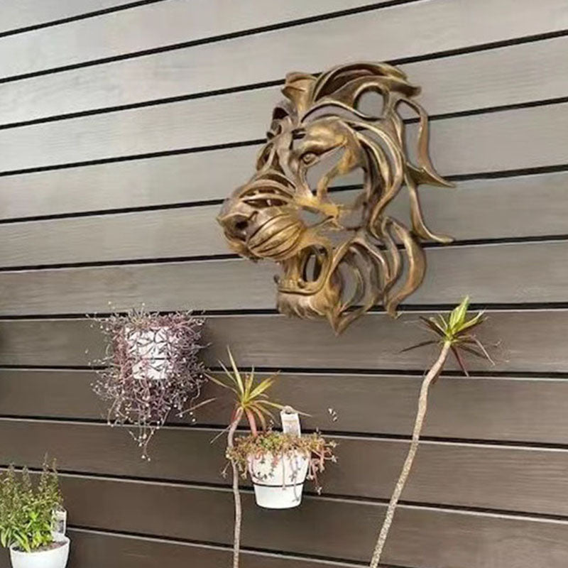 Golden Lion Head Wall Art Decor