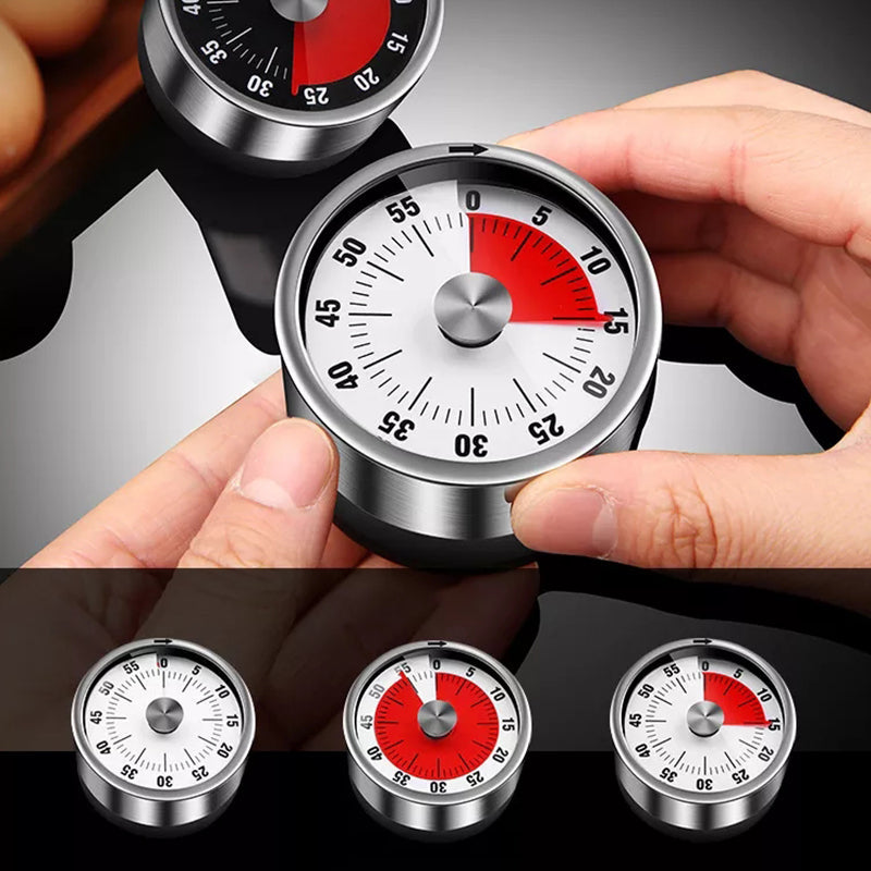 Stainless Steel Mechanical Kitchen Timer with Magnetic Base