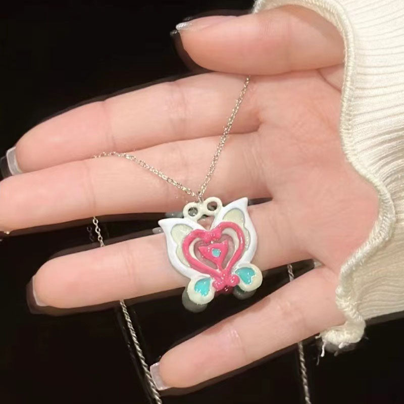 Fairy Butterfly Necklace in Steel and Titanium