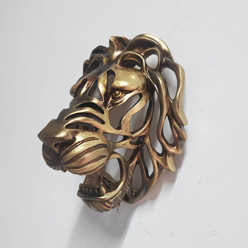 Gold Lion Head Wall Art Decor