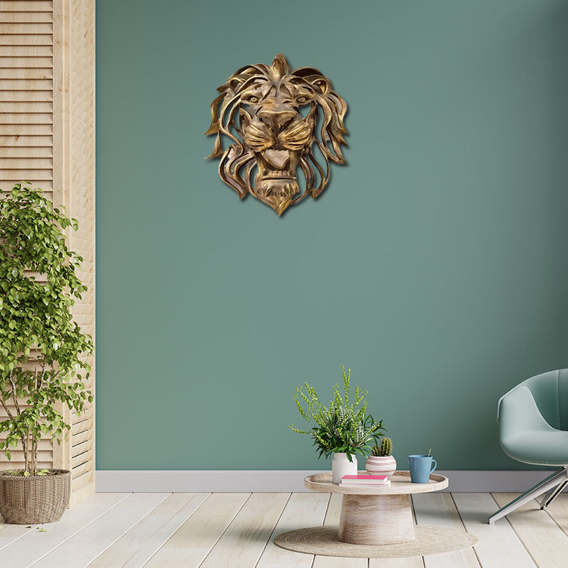 Golden Lion Head Wall Art Decor