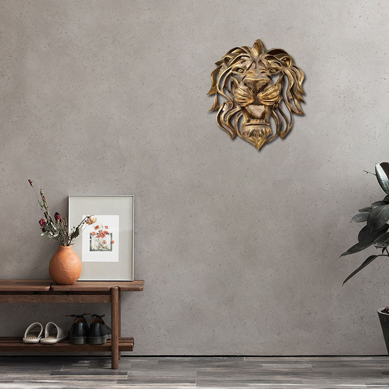 Gold Lion Head Wall Art Decor