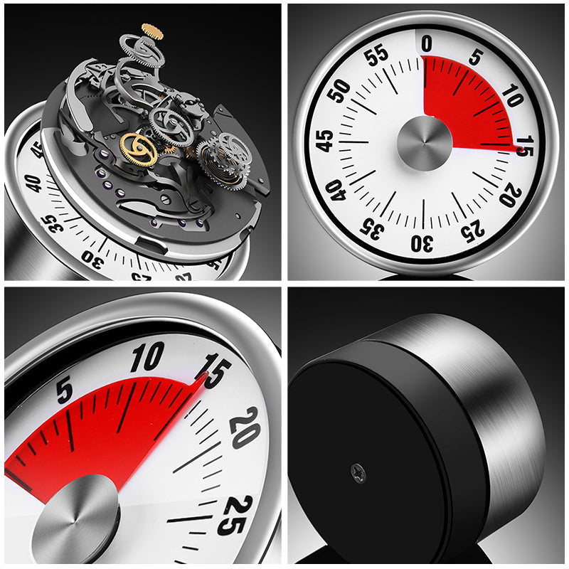 Stainless Steel Mechanical Kitchen Timer with Magnetic Base