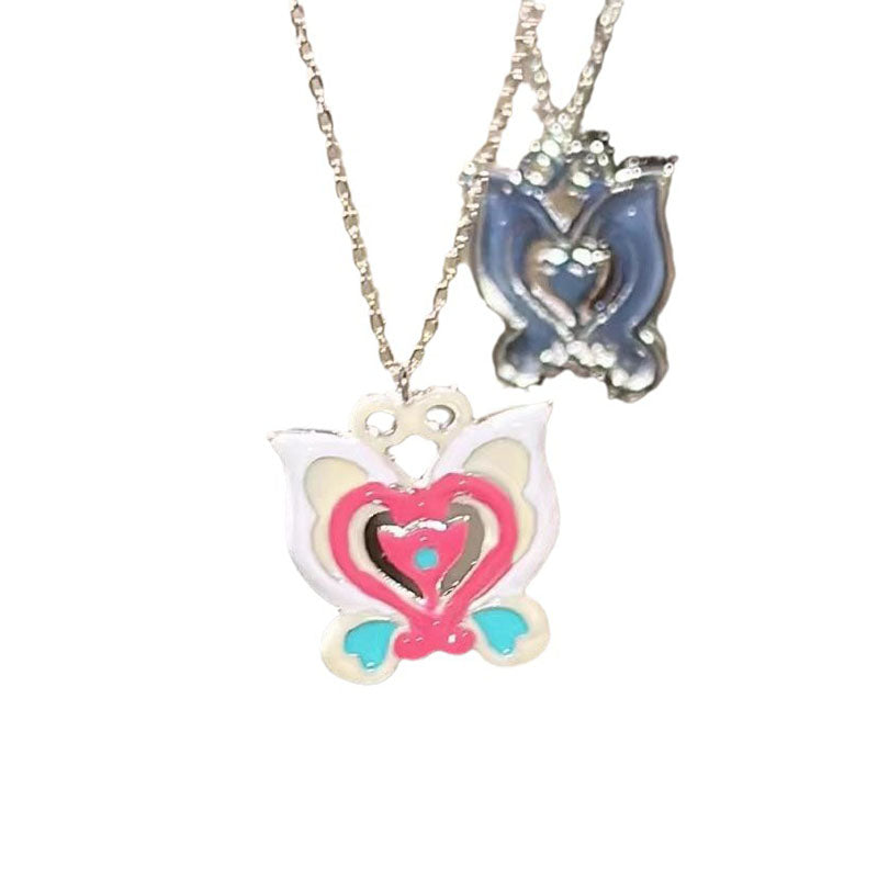 Fairy Butterfly Necklace in Steel and Titanium