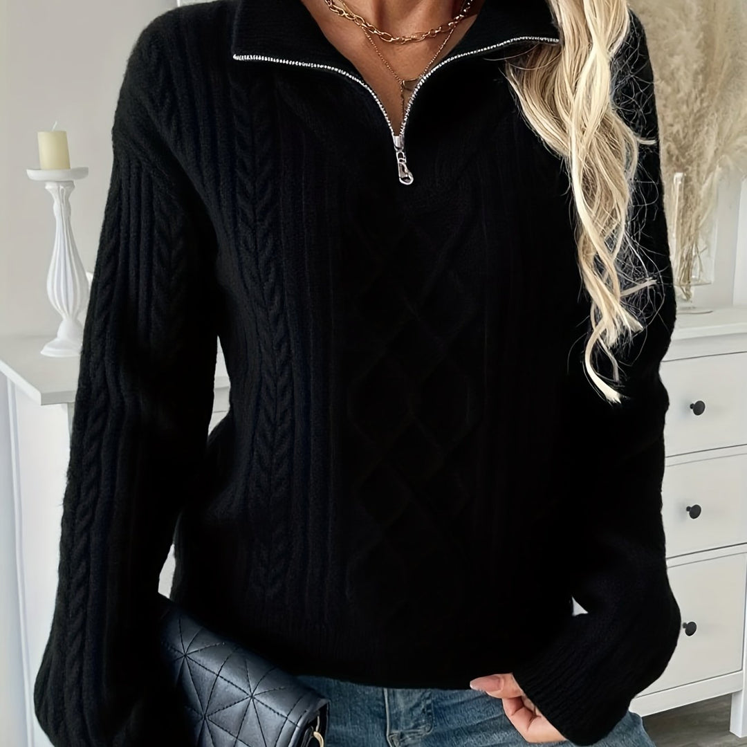 Elin | Ladies' zip-up cable knit Sweater