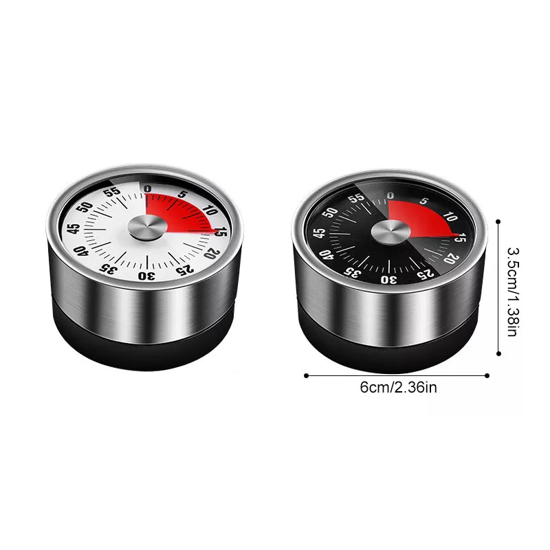 Stainless Steel Mechanical Kitchen Timer with Magnetic Base