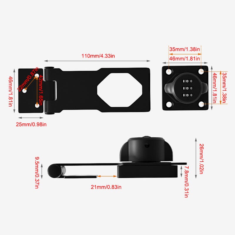 Keyless Password Lock for Cabinets - Rust-Proof Zinc Alloy Security Lock