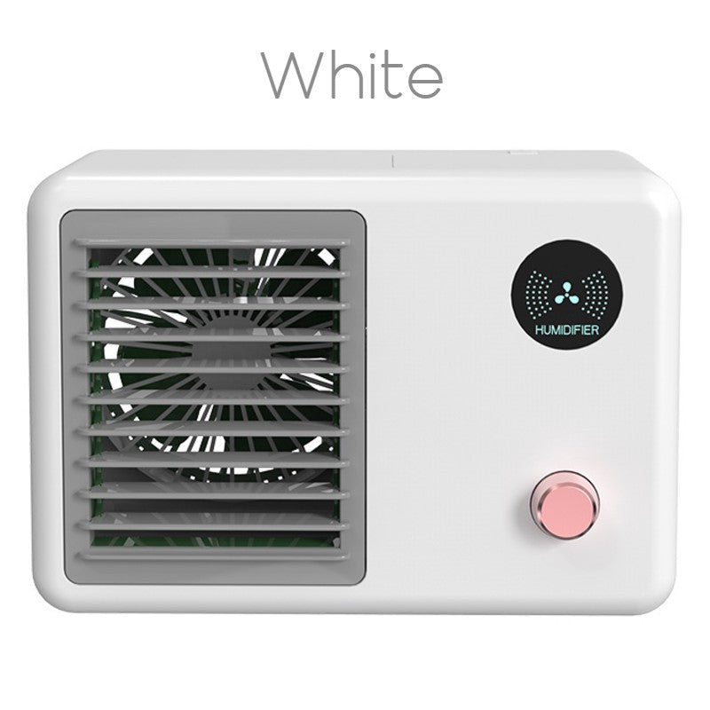 Wireless Retro Radio Fan with Humidifier and Night Light, 3 Wind Modes, Adjustable Angle