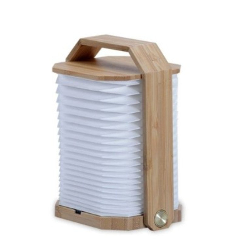 Rechargeable Vintage Table Lamp with Wooden Base and Warm Light