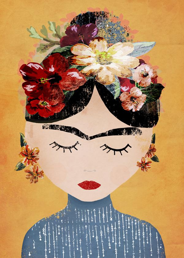 Frida Kahlo Inspired Multicolor Art Poster