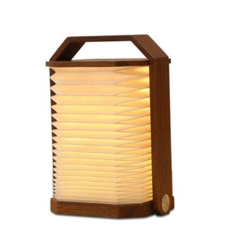 Rechargeable Vintage Table Lamp with Wooden Base and Warm Light