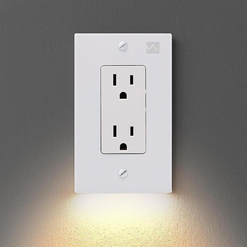 LED Night Light Outlet Wall Plate with Light Sensor