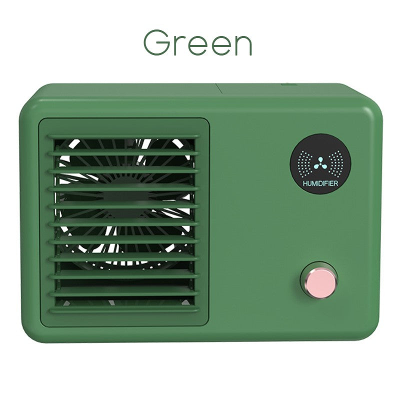 Wireless Retro Radio Fan with Humidifier and Night Light, 3 Wind Modes, Adjustable Angle