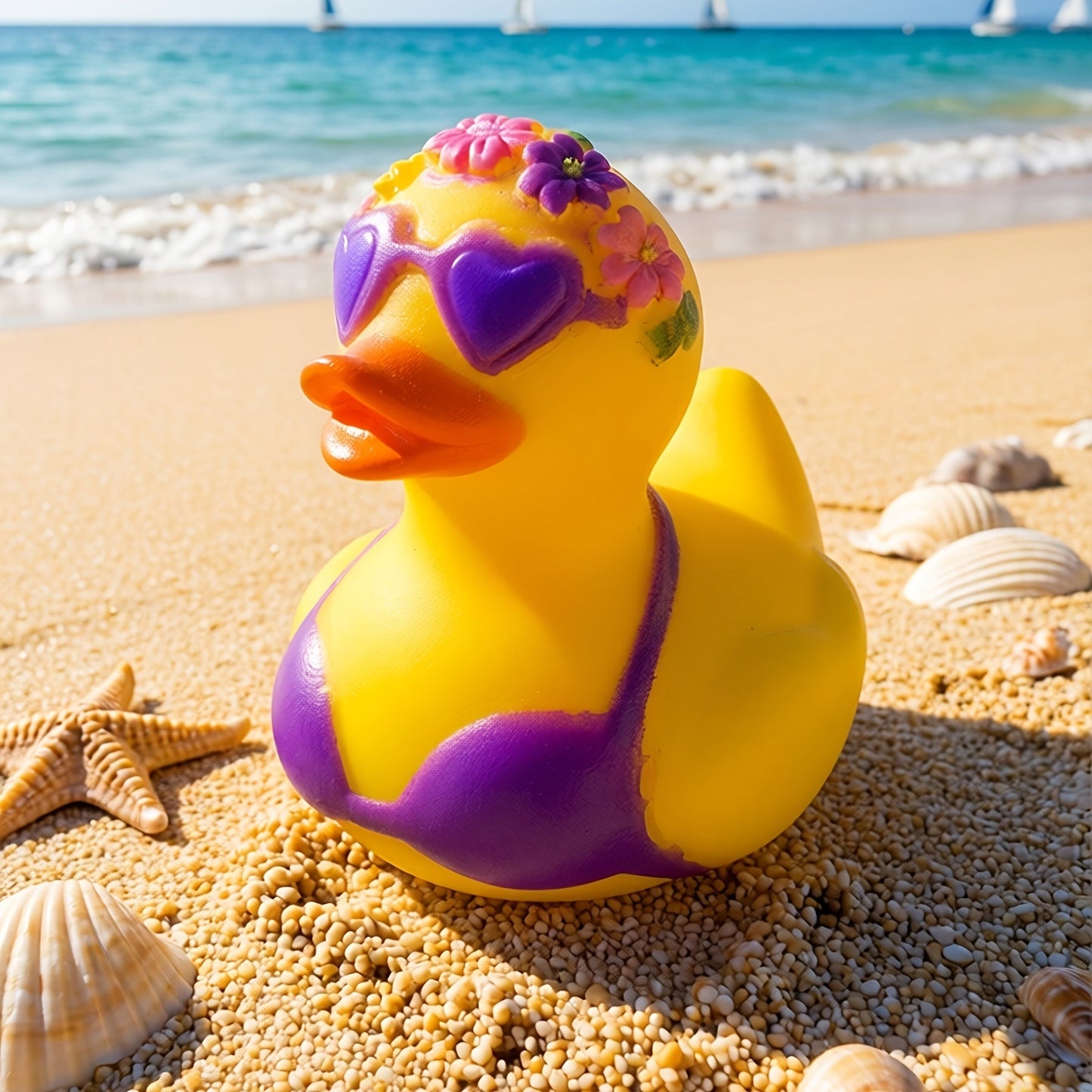 Decorative PVC Duck with Floral Bikini for Office or Car