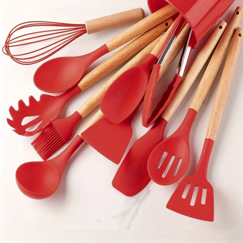 12-Piece Silicone and Wood Kitchen Utensil Set