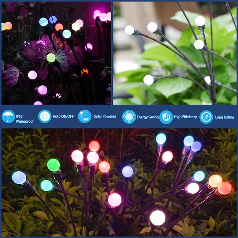 Solar-Powered Firefly Garden Light with Flexible Sway Design