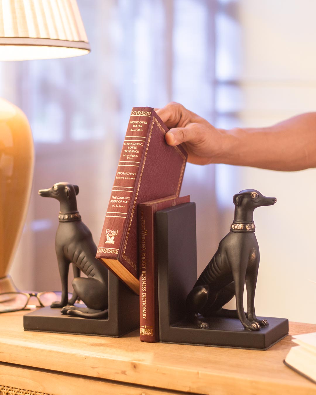 Decorative Black Resin Guard Dog Bookends