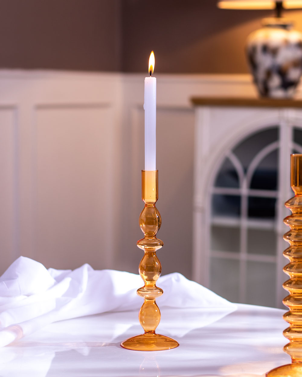Orange Glass Tealight Candle Holder