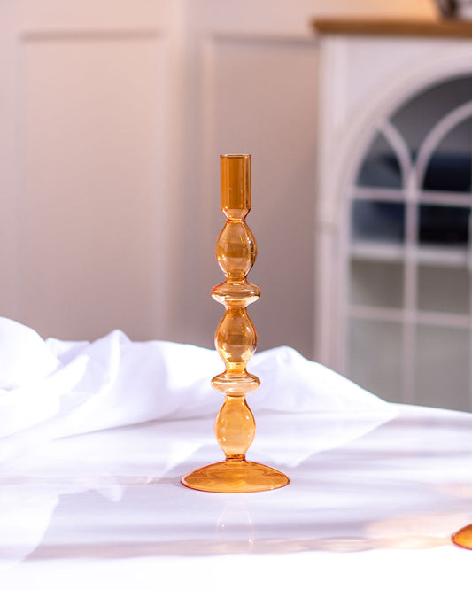 Orange Glass Tealight Candle Holder