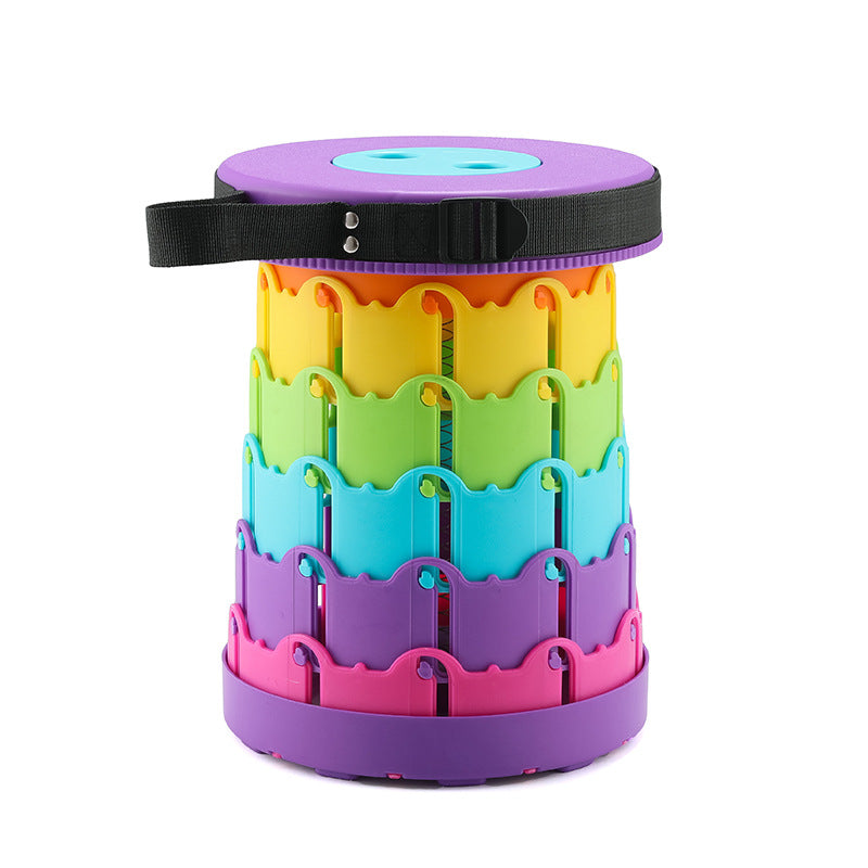 Retractable Folding Stool with Adjustable Height and High Load Capacity