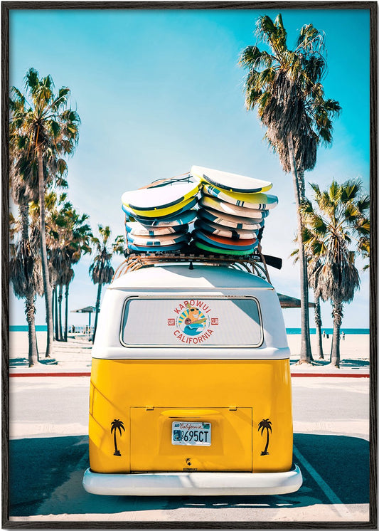 Van Life in Yellow Surf Art Poster