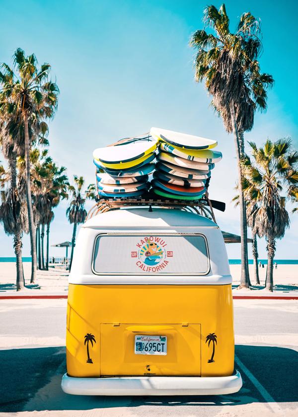 Van Life in Yellow Surf Art Poster