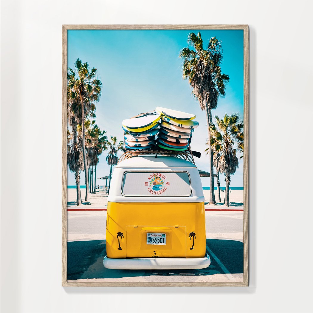 Van Life in Yellow Surf Art Poster