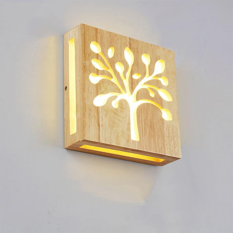 Wooden LED Wall Lamp - Energy-Efficient Nature-Inspired Design