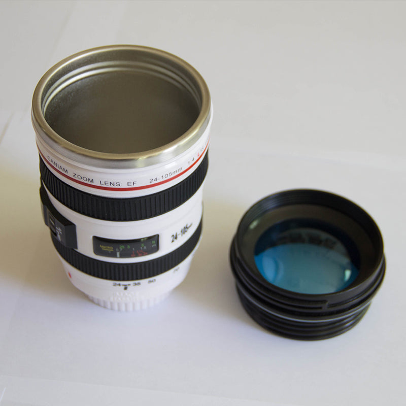 Camera Lens Coffee Mug Insulated Travel Cup for Photographers
