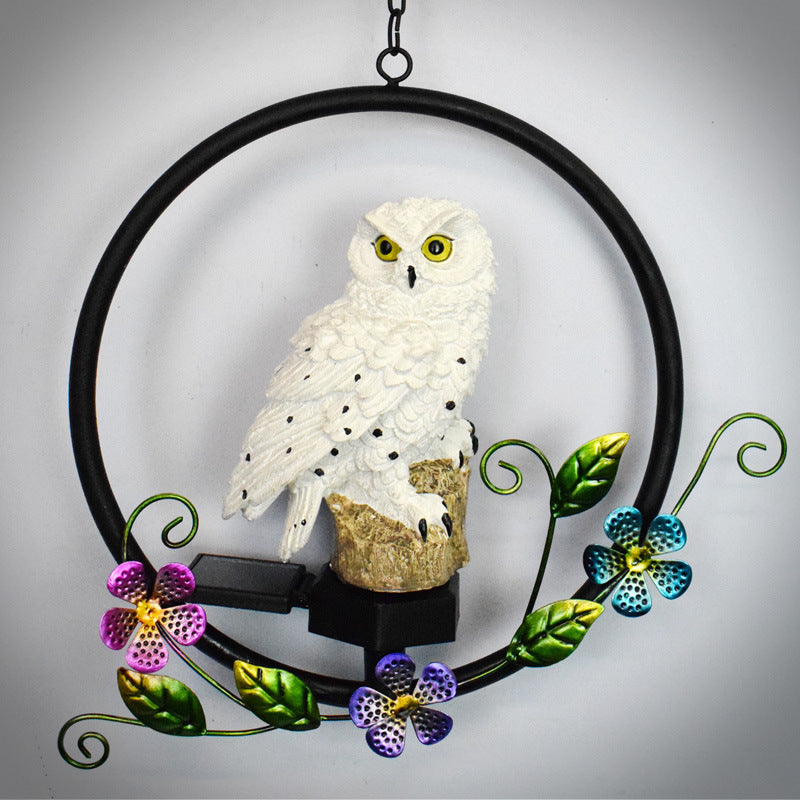 Rustic Owl Solar Pendant Light for Outdoor Garden