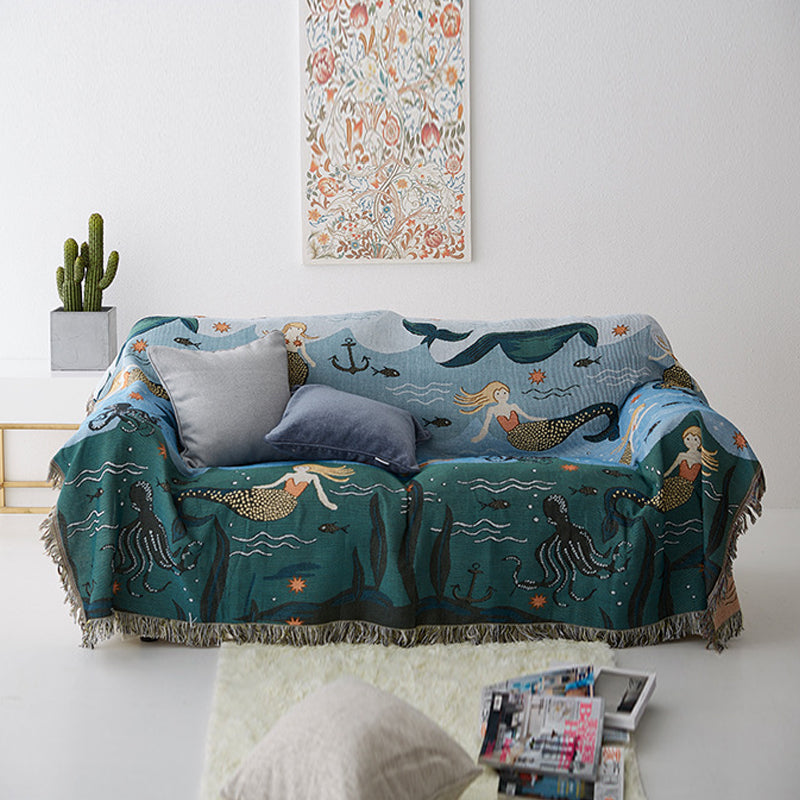 Mermaid Sofa Cover with Artistic Fringes