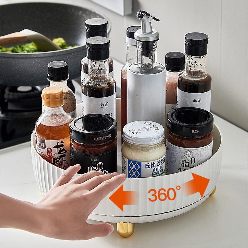 360° Rotating Spice Rack Organizer with Removable Tray