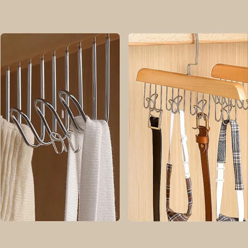360-Degree Rotating Wooden Multi Dress Hanger with 8 Hooks