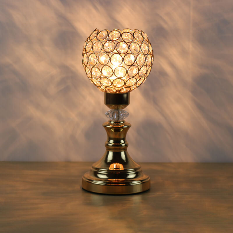 Gold Crystal Ball Table Lamp - Modern 1-Light Design