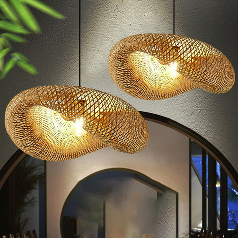 Rattan Woven Bamboo Pendant Light - LED Ceiling Fixture