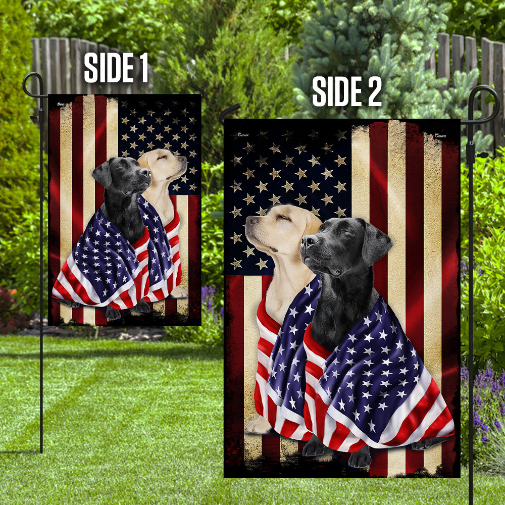 Black and Yellow Labrador Retriever Flag - American Patriot Design, Double-Sided Canvas, 3-Day Shipping
