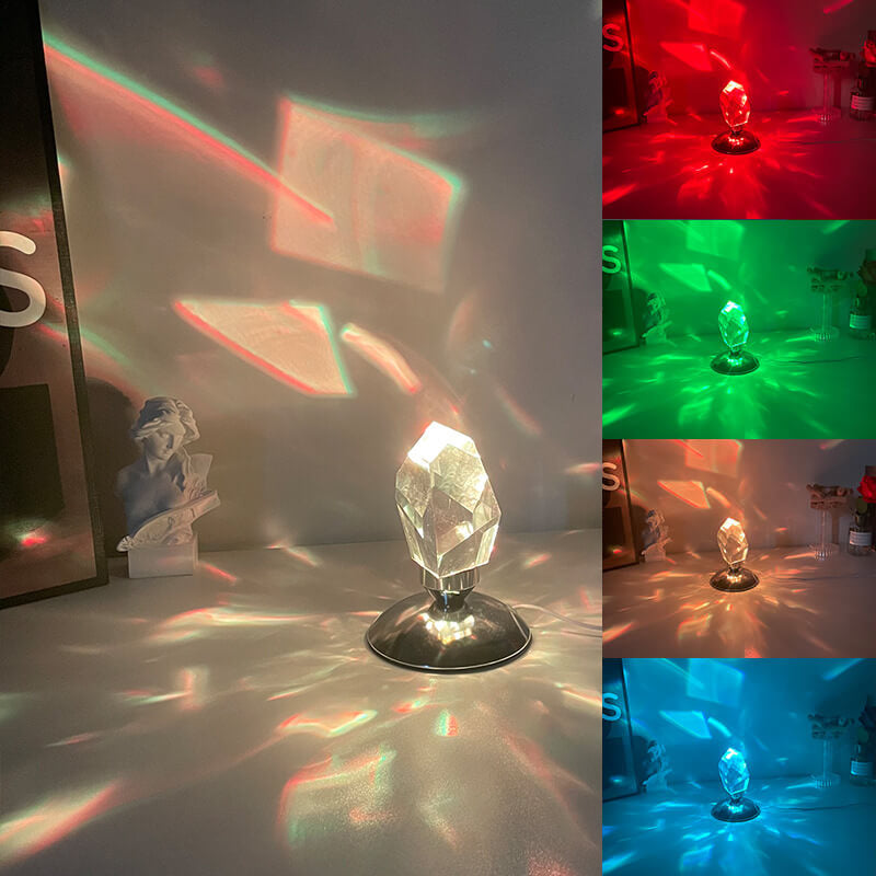 Diamond Crystal LED Table Lamp with Remote - 3 or 16 Color Options, Wireless Rechargeable Night Light