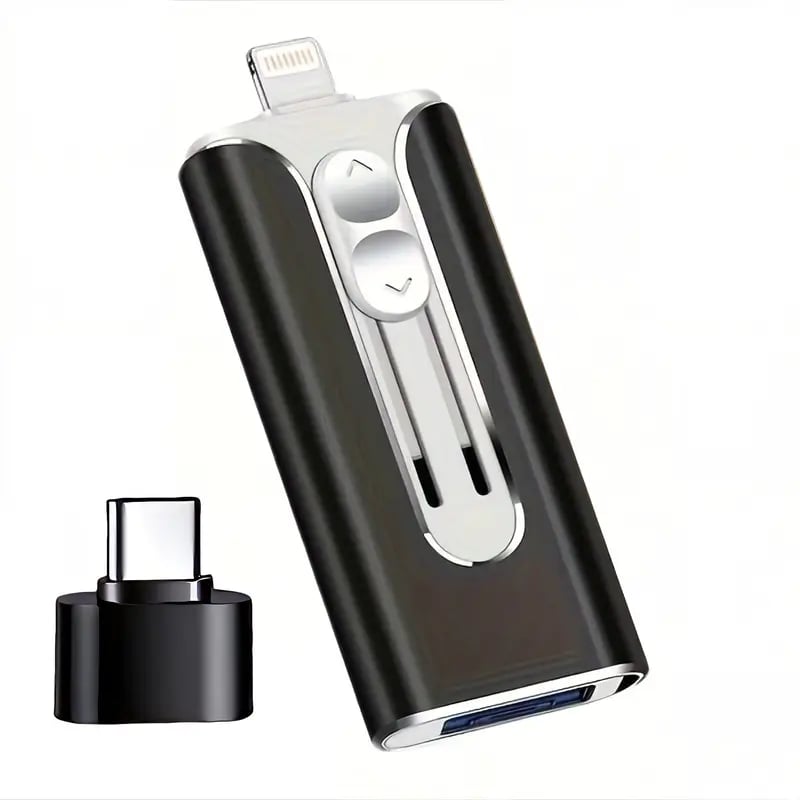 4-in-1 USB Flash Drive with Lightning, USB-C, Micro USB, and USB-A Connectors