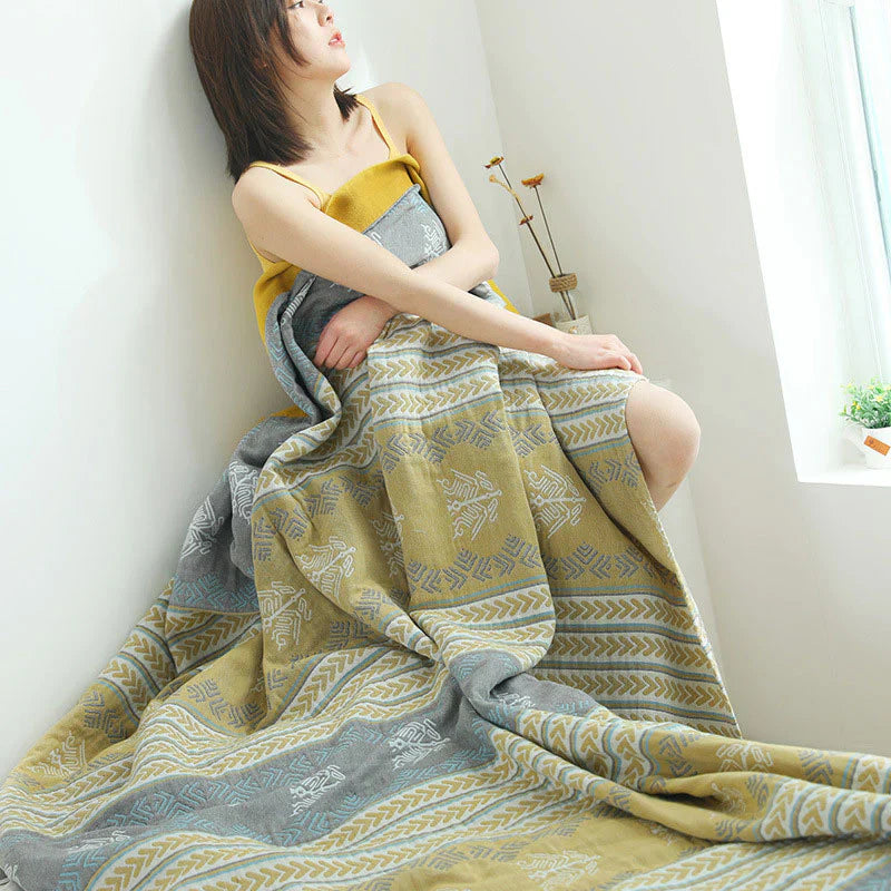 Reversible 100% Cotton Blanket for Cozy Layering
