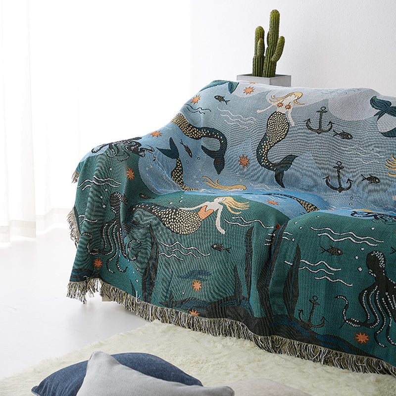 Mermaid Sofa Cover with Artistic Fringes