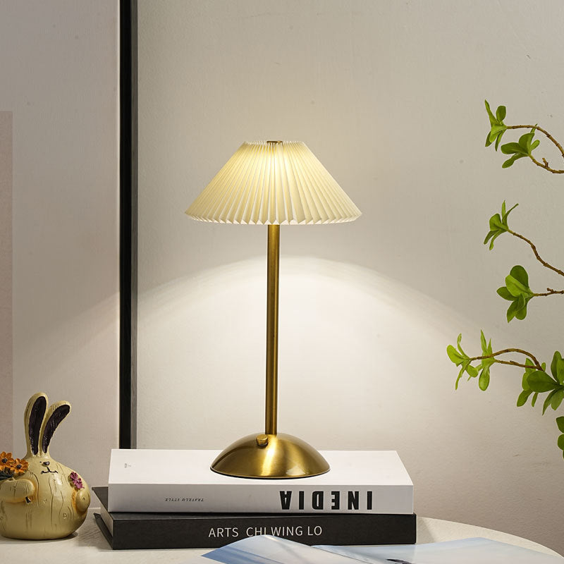 Contemporary Scandinavian Rechargeable LED Table Lamp with Fabric Shade