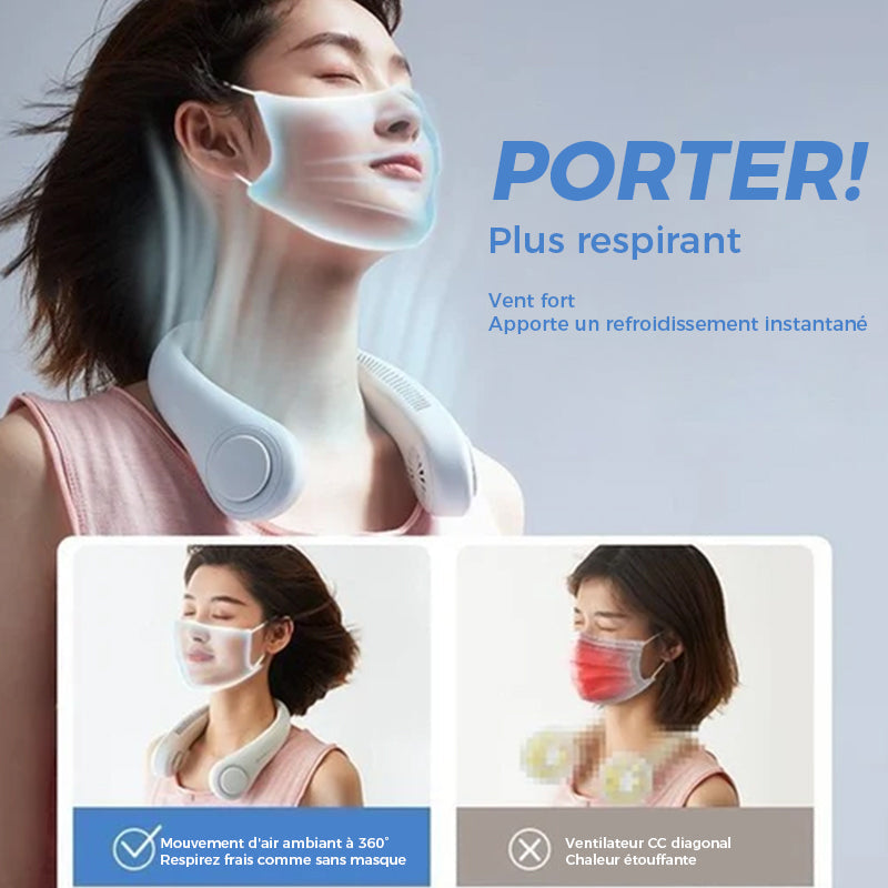Portable Hands-Free Neck Fan with 22 Air Outlets