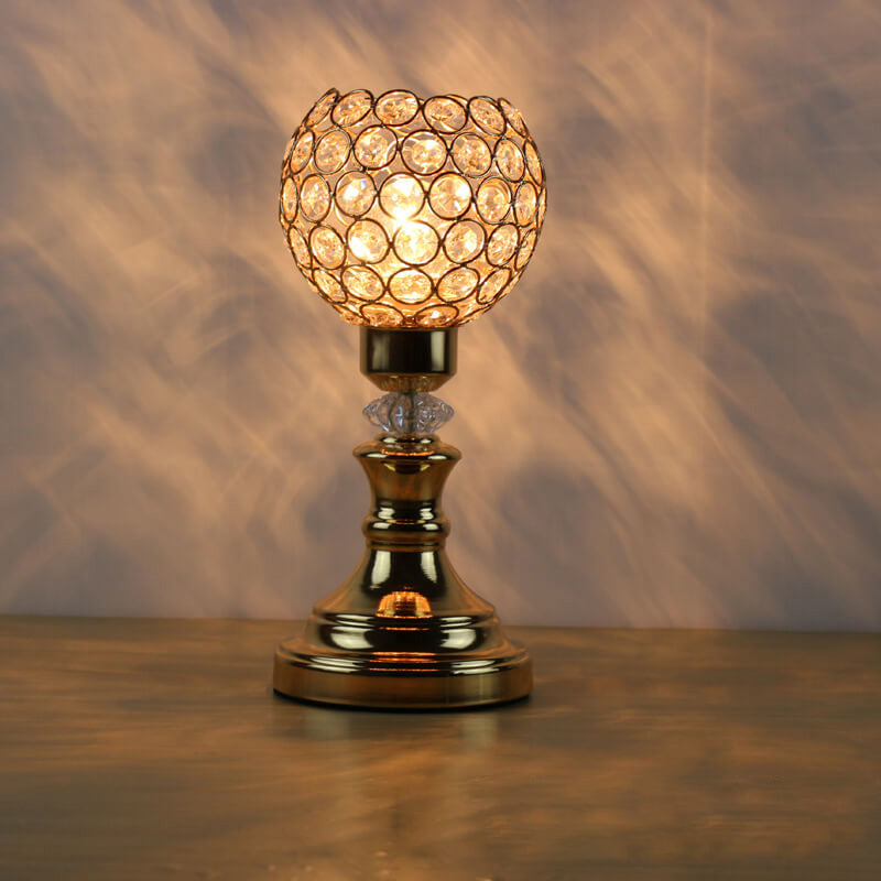 Gold Crystal Ball Table Lamp - Modern 1-Light Design