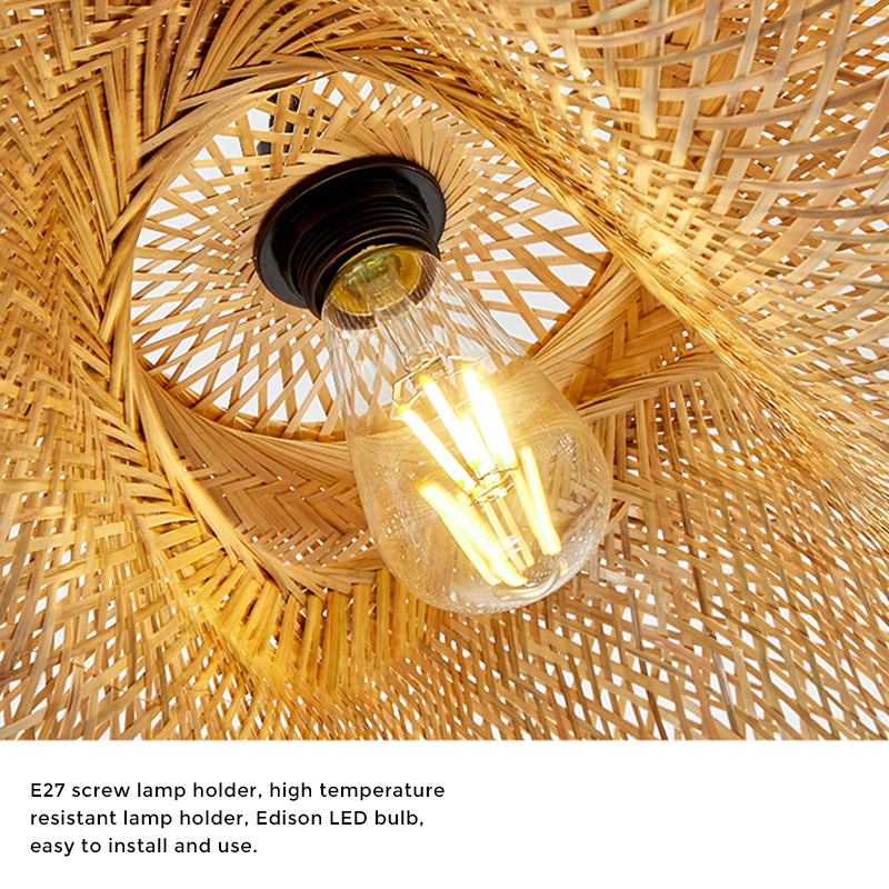 Rattan Woven Bamboo Pendant Light - LED Ceiling Fixture