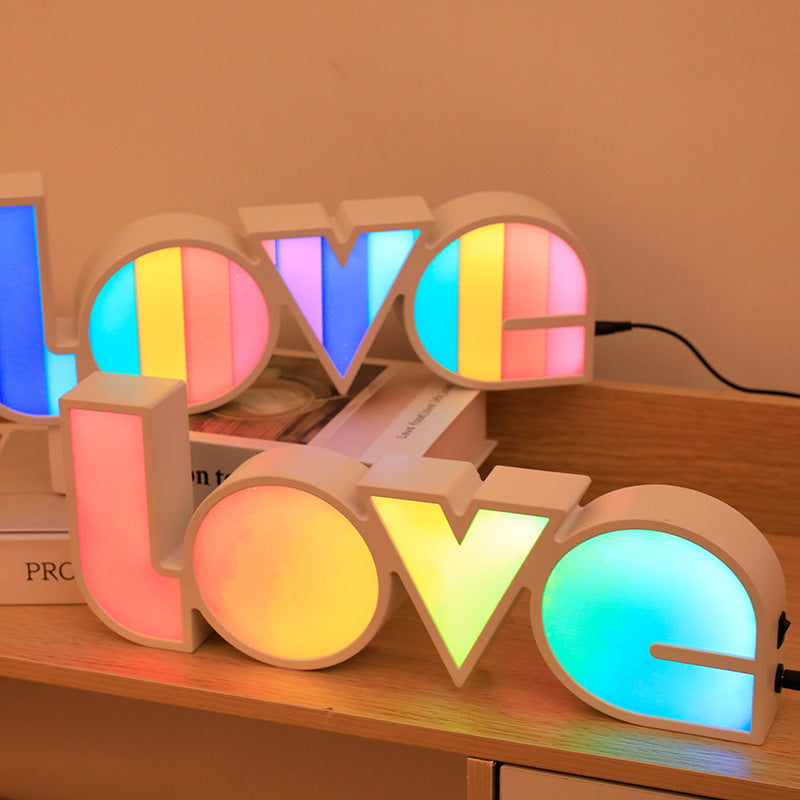 Art Deco Waterproof LED Table Lamp with LOVE Letters