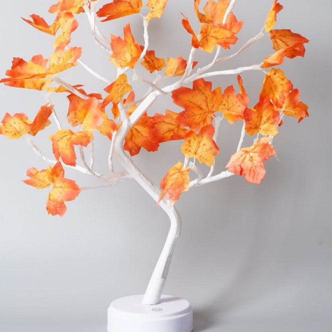 Contemporary Red LED Maple Leaf Table Lamp