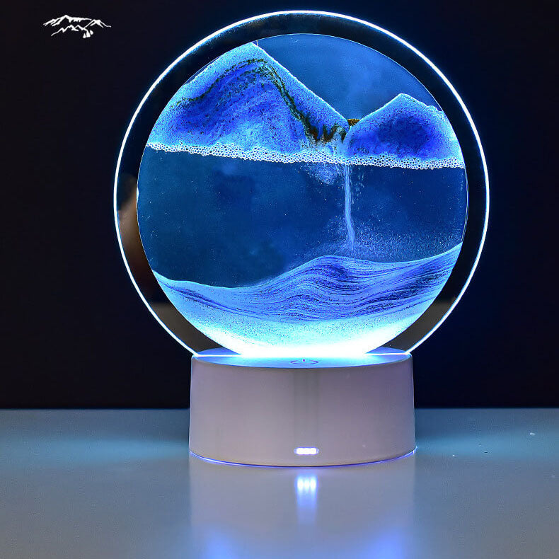3D LED Quicksand Hourglass Table Lamp - Modern Glass Design