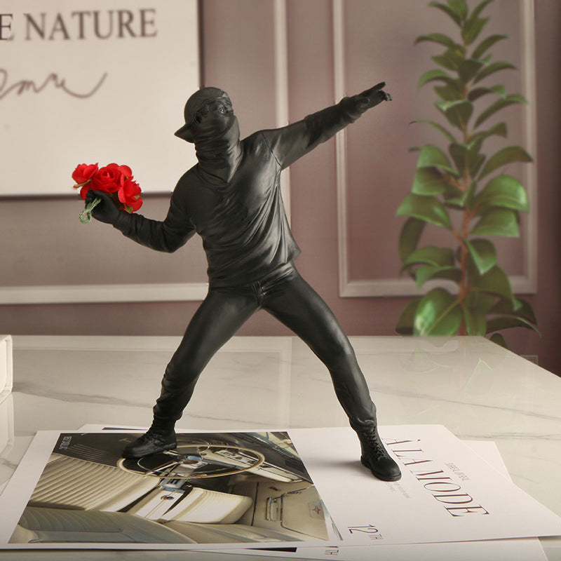 Banksy-Inspired Flower Rioter Resin Ornament
